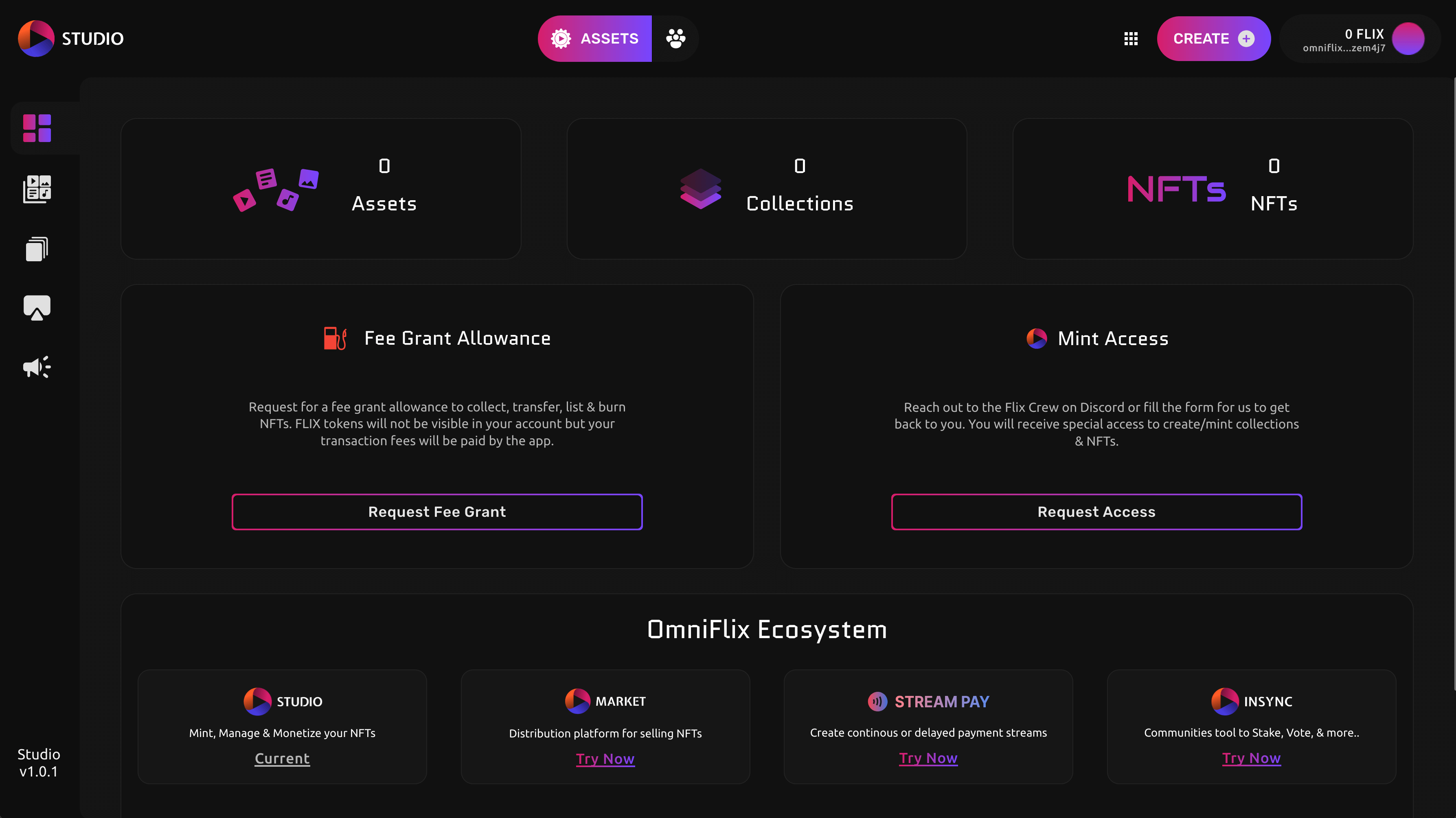 OmniFlix Network - Dashboard